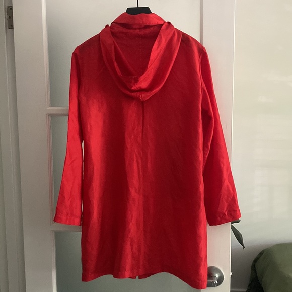 MONCLER vintage red silk long windbreaker - Picture 5 of 13